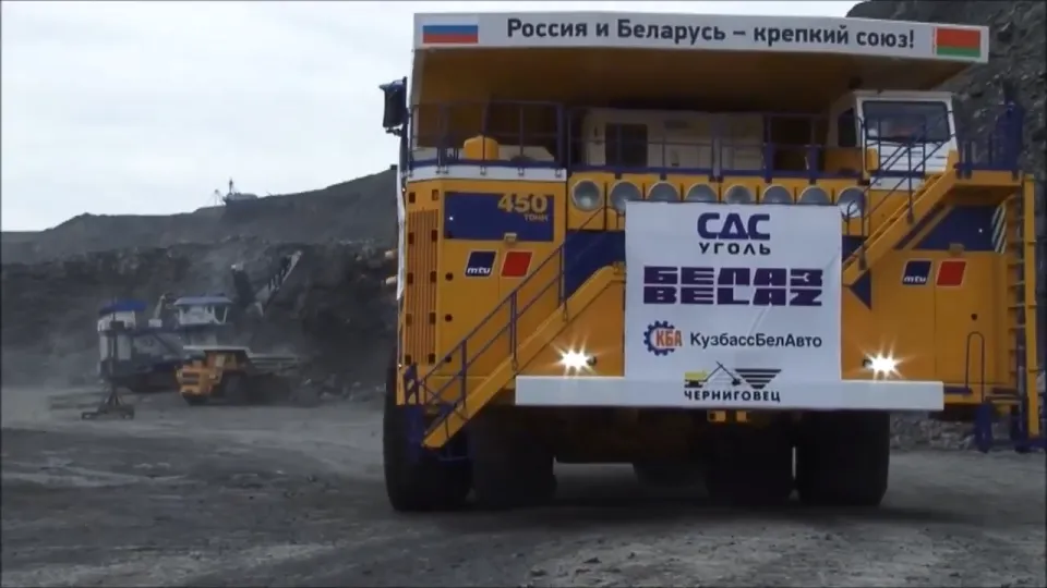 BelAZ haul truck in an open-pit mine