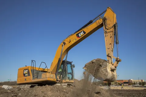 Crawler excavator working on a construction site