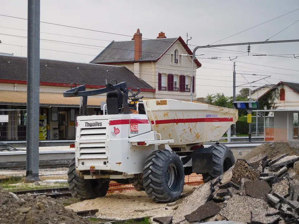 Site dumper on an urban construction site