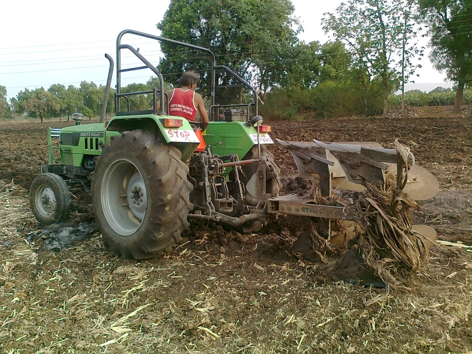 Tractor working a field