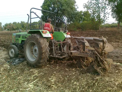 Tractor working a field