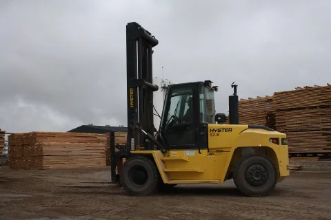 Hyster heavy-duty forklift (12-tonne model pictured)