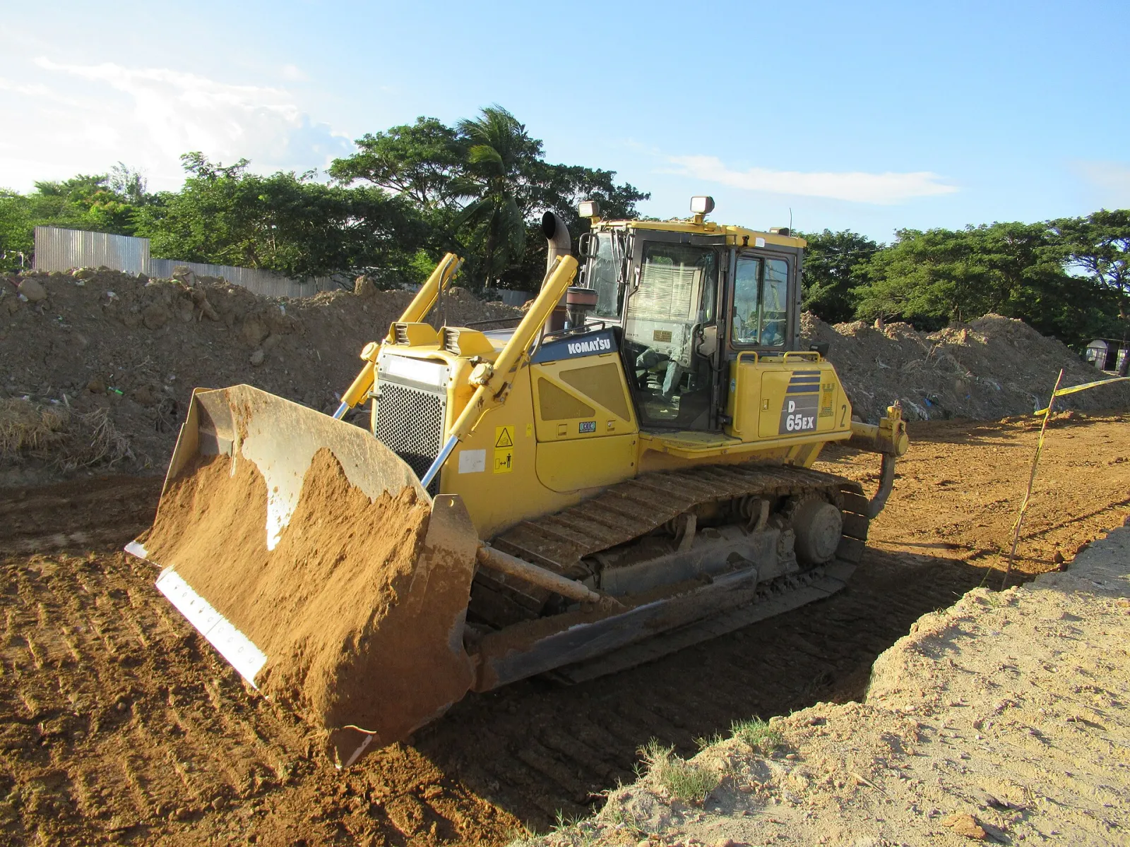 Komatsu crawler dozer working on a bypass road