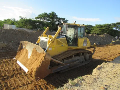 Komatsu crawler dozer working on a bypass road