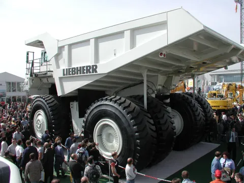 Liebherr mining truck displayed at Bauma