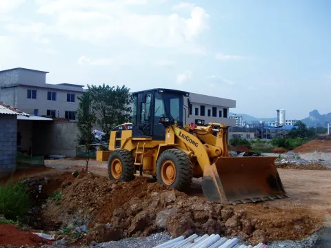 LiuGong 835 wheel loader at a railway station
