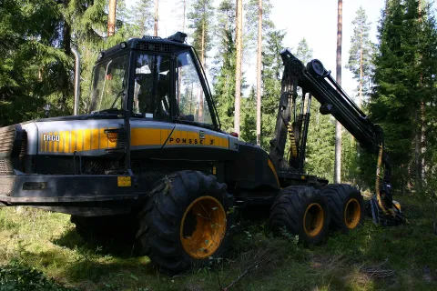 Ponsse Ergo harvester in a forest